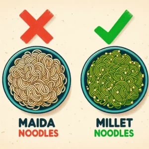 Two Bowels : one containing millet noodles and one maida noodles