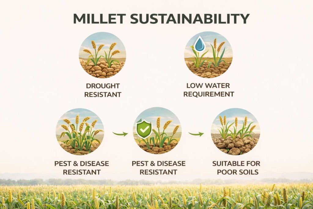 millet farming sustainable agriculture low water drought