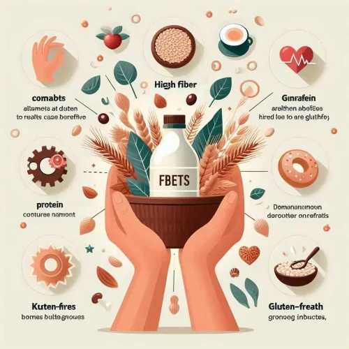 Infographic showing the health benefits of millet noodles, including high fiber, protein content, and being gluten-free.