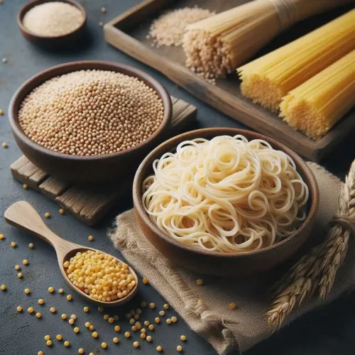 Millet Noodles and raw millets in bowel